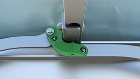 Adjustable knee lever ensures smooth running and protects the aluminium carrier by lifting the tarpaulin carrier.