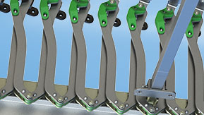 Plastic elements for freedom from maintenance, easy operation and weight reduction